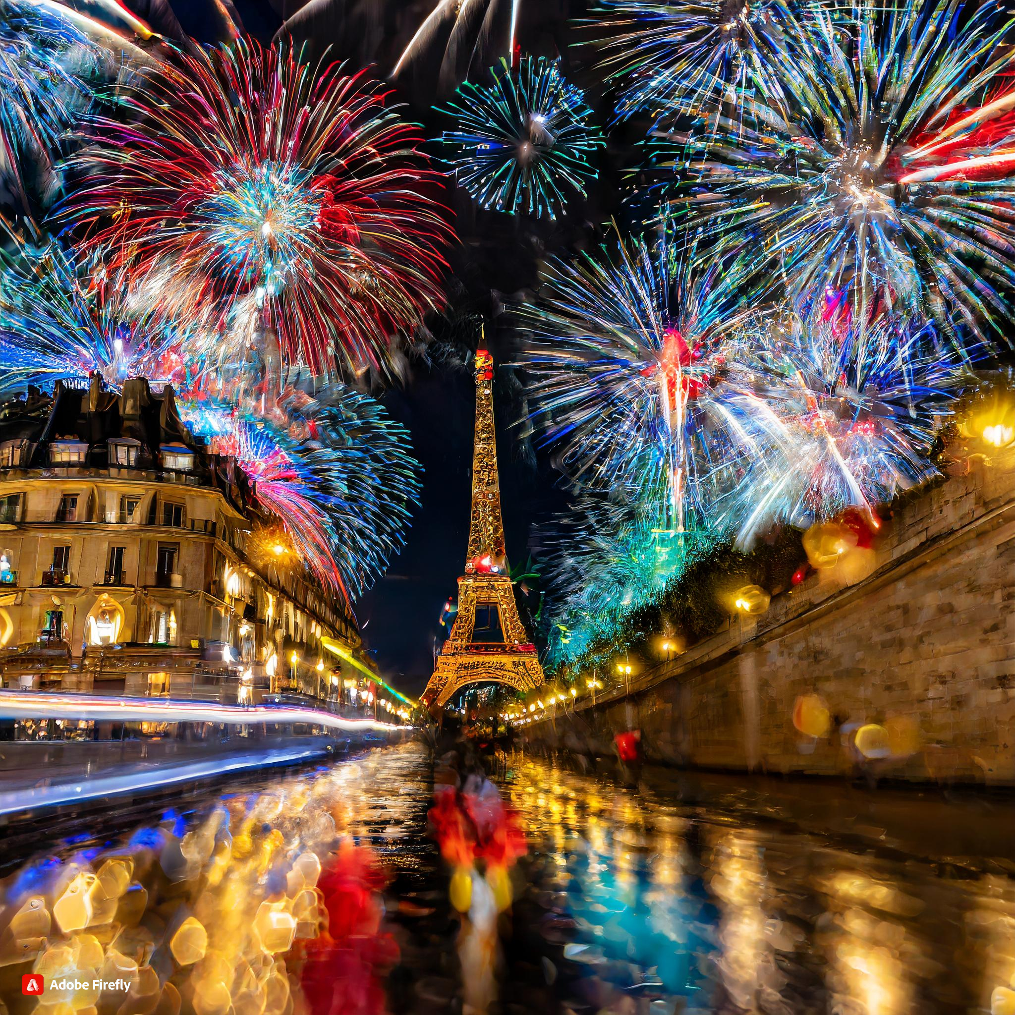  Firefly Paris, France. Eiffel tower during night time illuminated with disneyland fireworks in the b.jpg